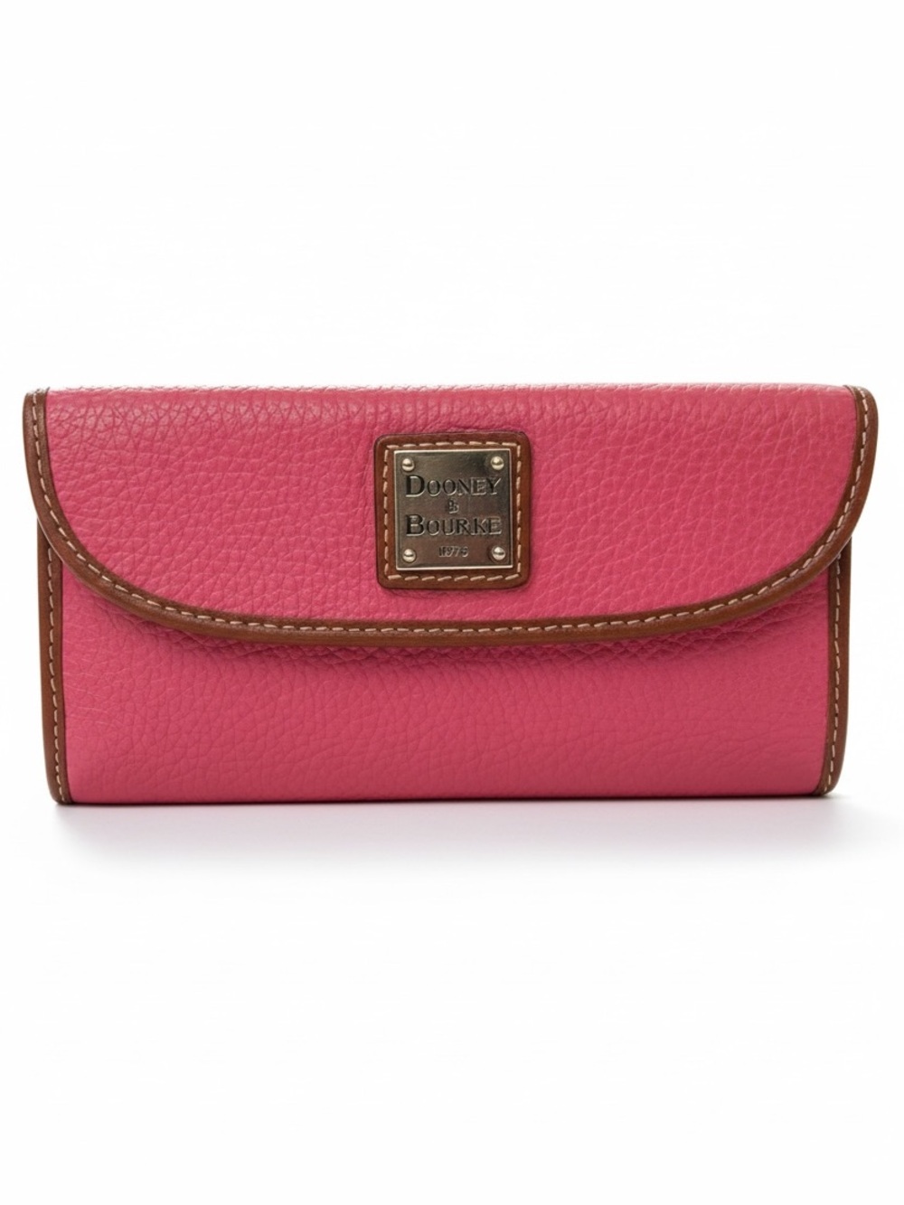 Dooney & Bourke Pebble Grain Leather Continental Clutch Wallet in Vibrant Pink